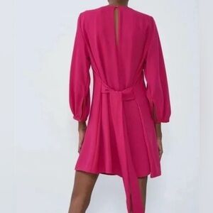 Zara long sleeve short dress with tie at the back